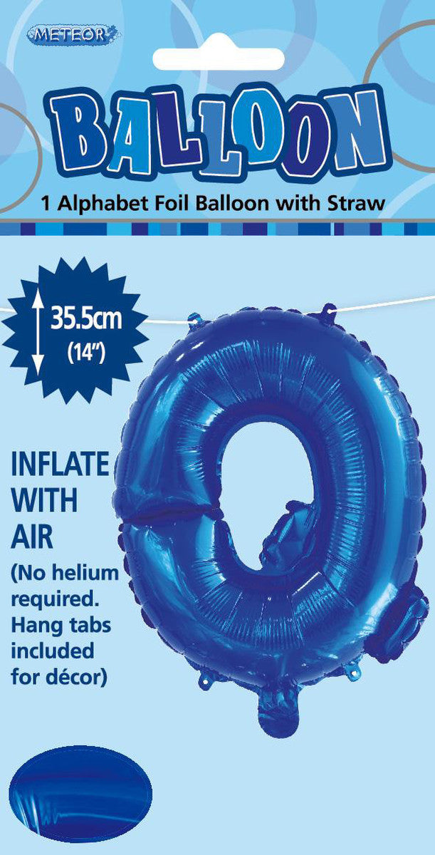 ROYAL BLUE "Q" ALPHABET FOIL BALLOON 35CM (14")