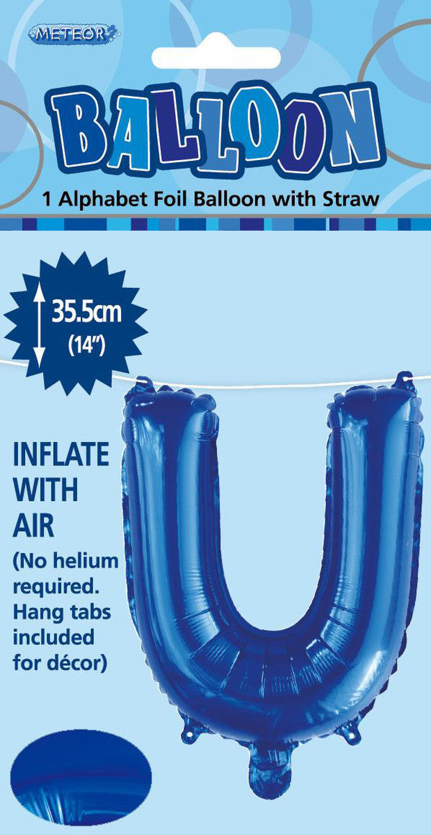 ROYAL BLUE "U" ALPHABET FOIL BALLOON 35CM (14")