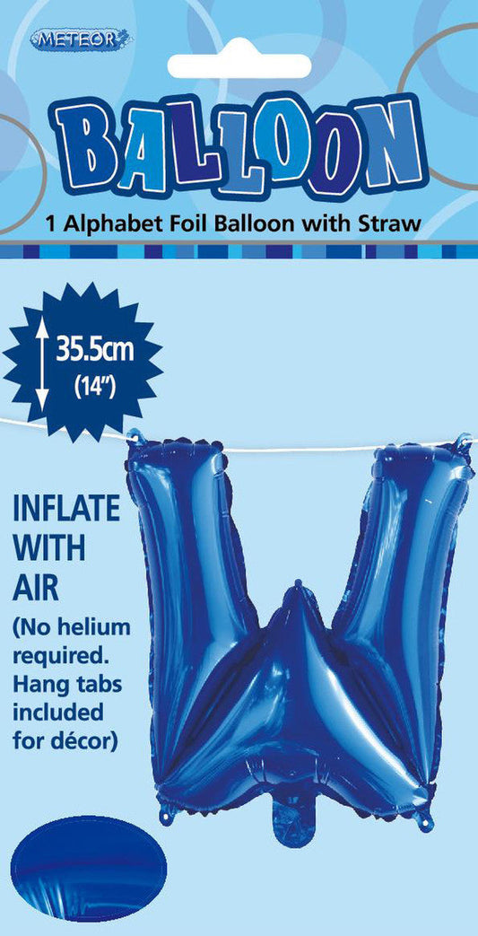 ROYAL BLUE "W" ALPHABET FOIL BALLOON 35CM (14")