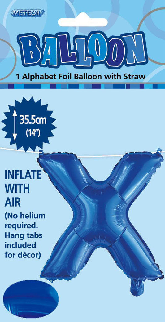 ROYAL BLUE " X " ALPHABET FOIL BALLOON 35CM (14")