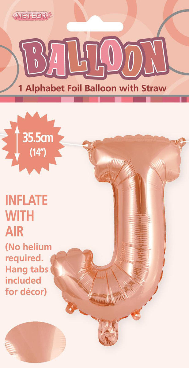 ROSE GOLD "J" ALPHABET FOIL BALLOON 35CM (14")