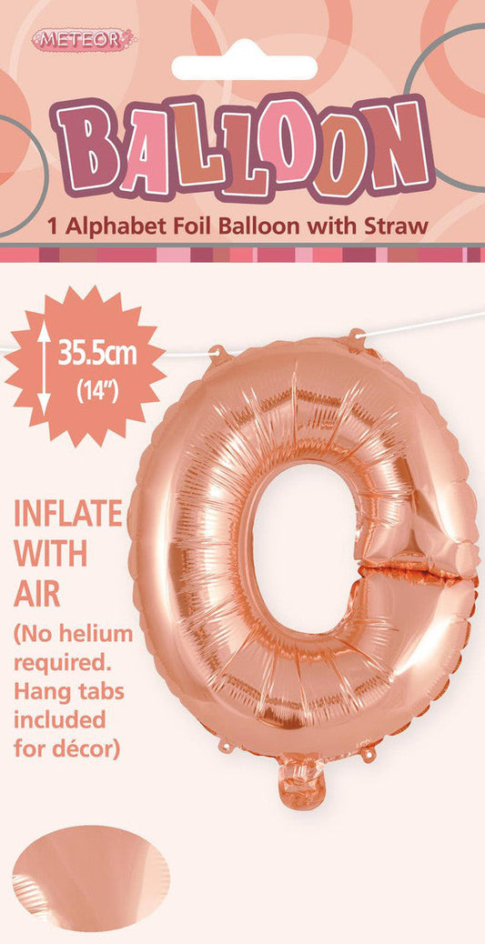 ROSE GOLD "O" ALPHABET FOIL BALLOON 35CM (14") Air Fill Only