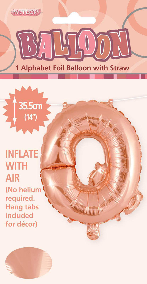 ROSE GOLD "Q" ALPHABET FOIL BALLOON 35CM (14")