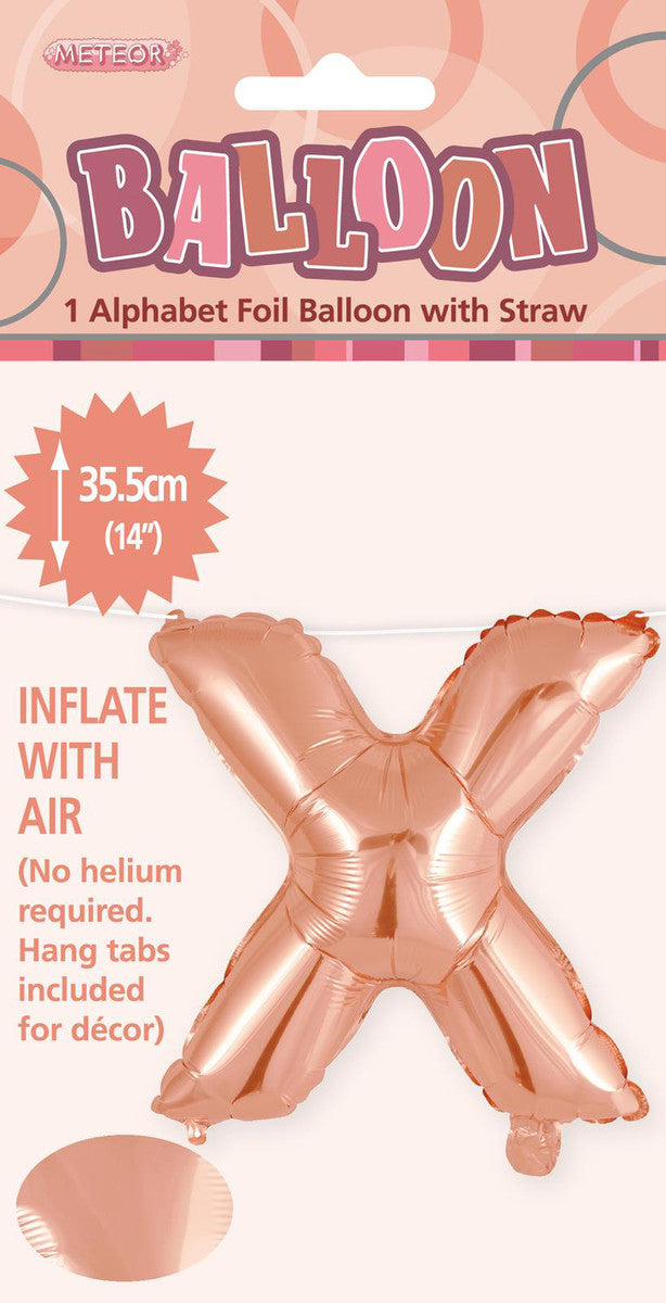 ROSE GOLD " X " ALPHABET FOIL BALLOON 35CM (14")