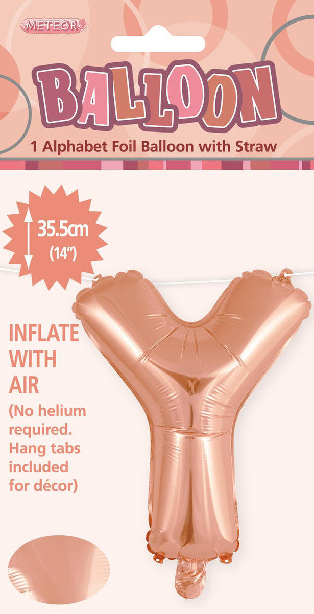 ROSE GOLD "Y" ALPHABET FOIL BALLOON 35CM (14")