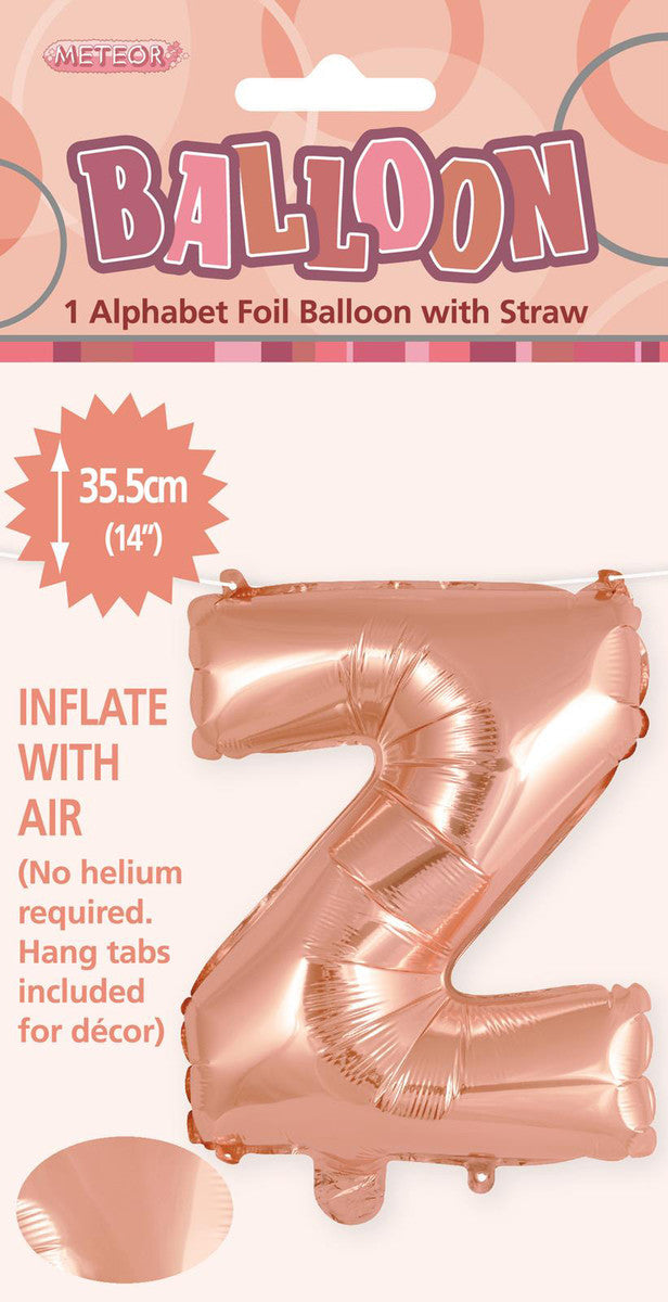 ROSE GOLD "Z" ALPHABET FOIL BALLOON 35CM (14")