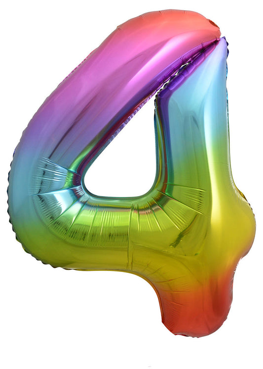 Rainbow "4" Numeral Foil Balloon 86cm (34")