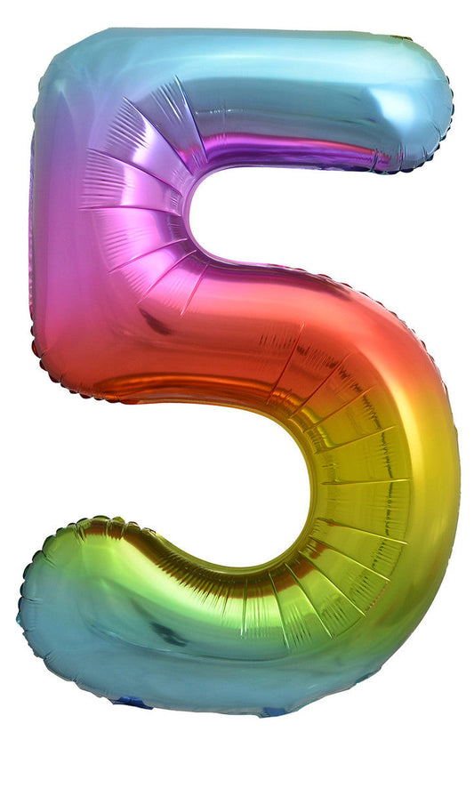 Rainbow "5" Numeral Foil Balloon 86cm (34")