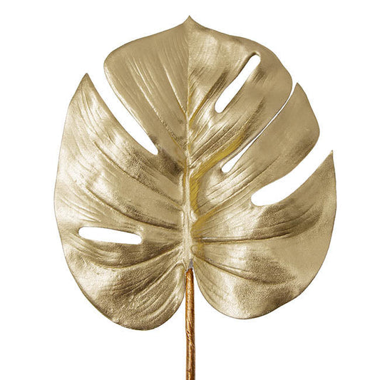 Monstera Split Philo Leaf Metallic Champagne Gold (59cmH) 1pc