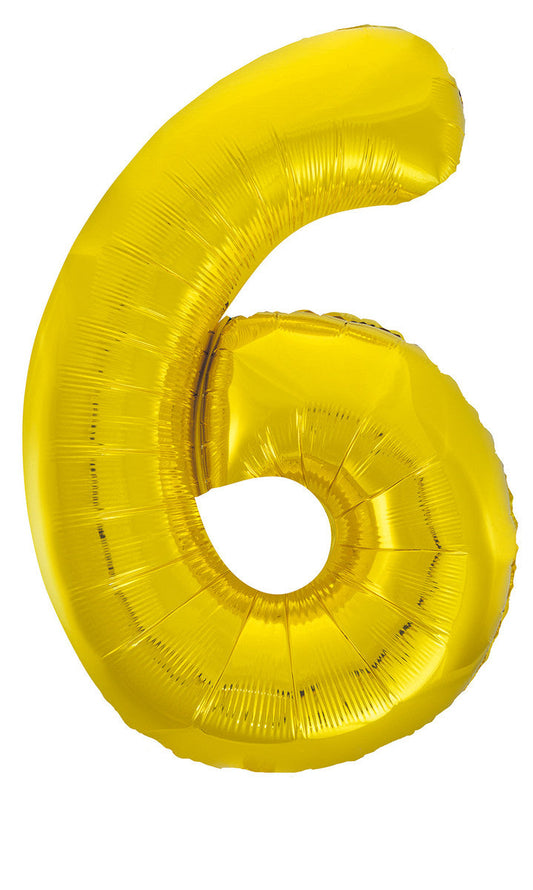 Gold "6" Numeral Foil Balloon 86cm (34")