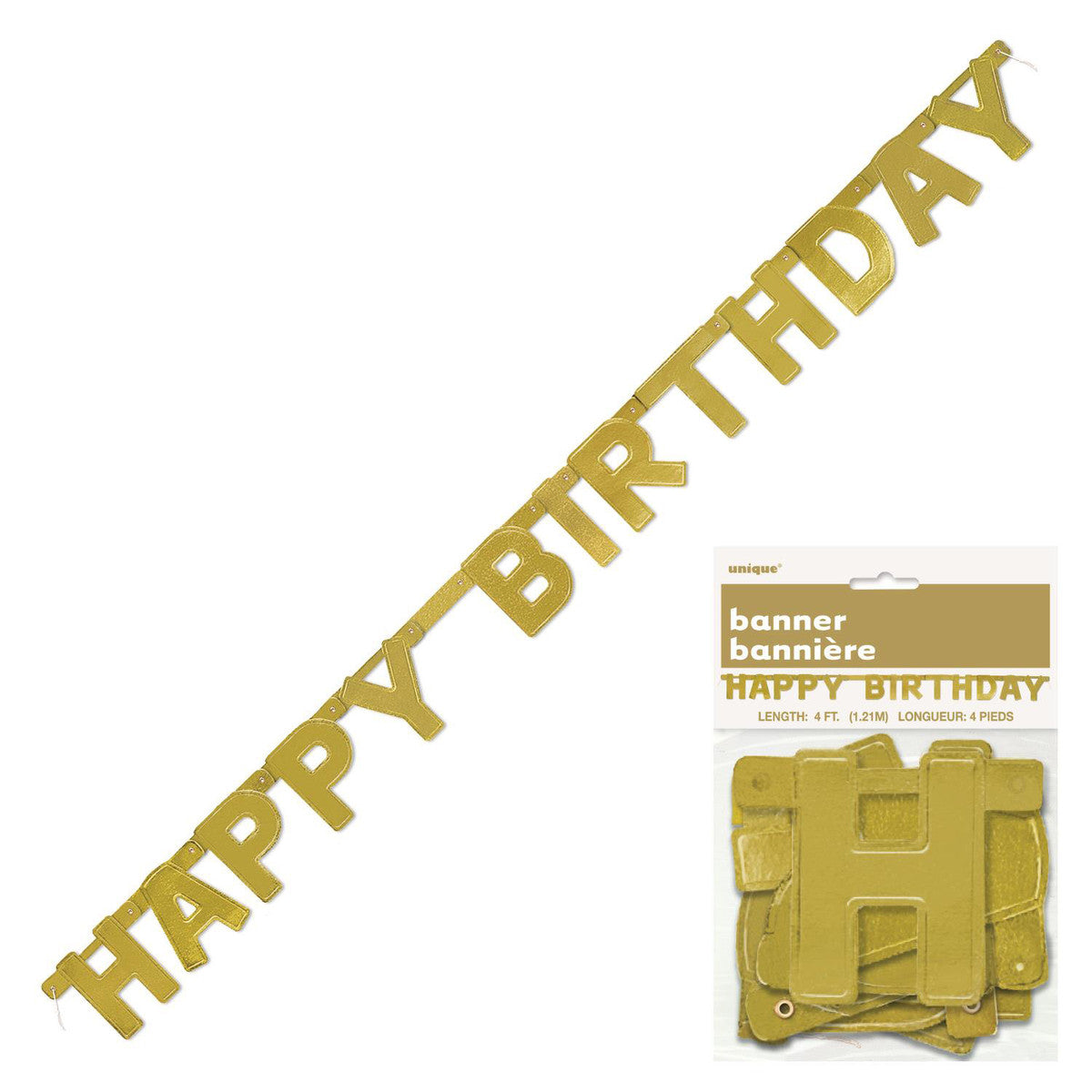 GOLDEN BIRTHDAY "HAPPY BIRTHDAY" Jointed Banner 1.21M (4')