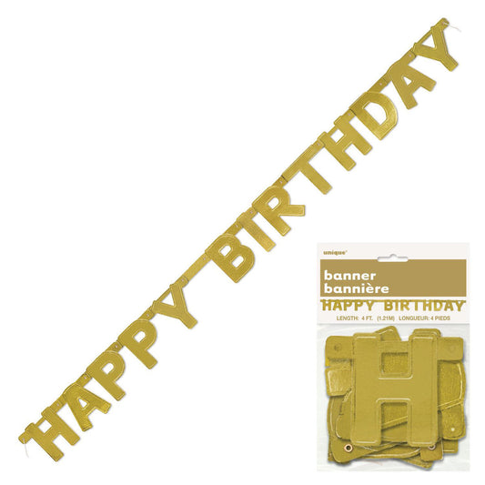 GOLDEN BIRTHDAY "HAPPY BIRTHDAY" Jointed Banner 1.21M (4')