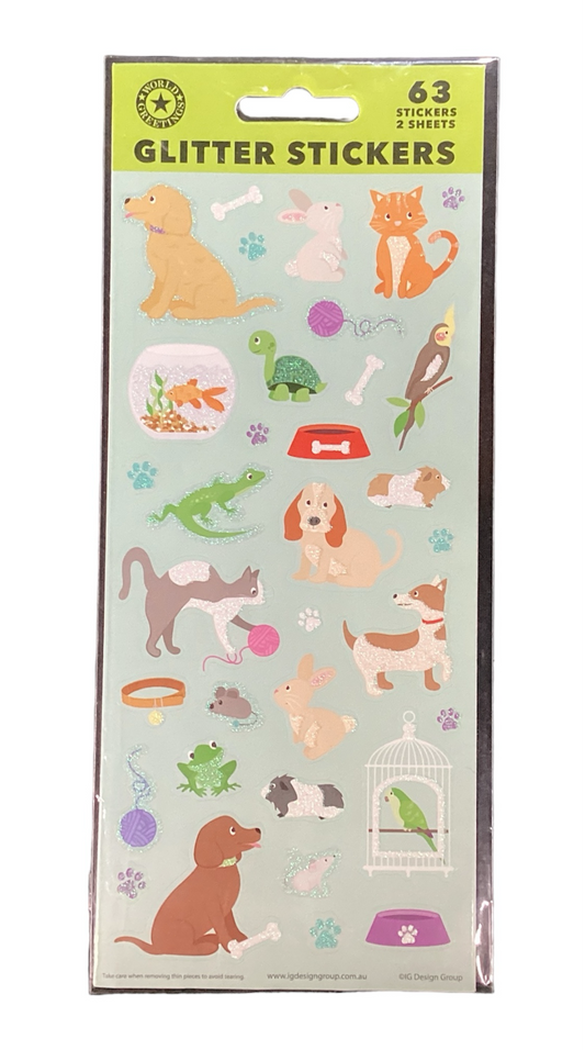 GLITTER STICKERS 63 STICKERS 2 SHEETS