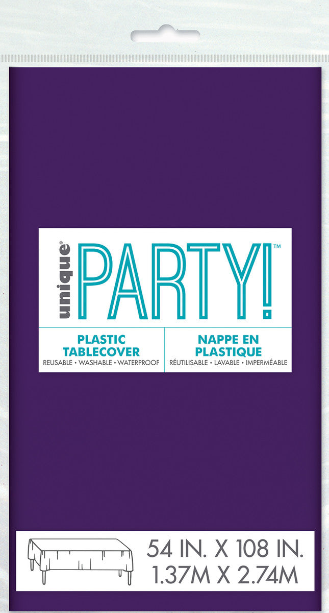 DEEP PURPLE UNIQUE PLASTIC TABLECOVER RECTANGLE 137CM X 274CM (54" X 108")
