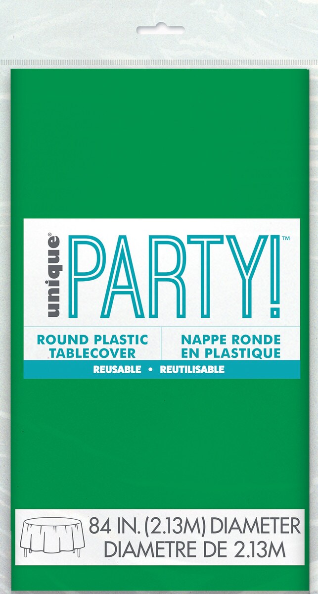 Green Plastic Table Cover Round 213cm Diameter