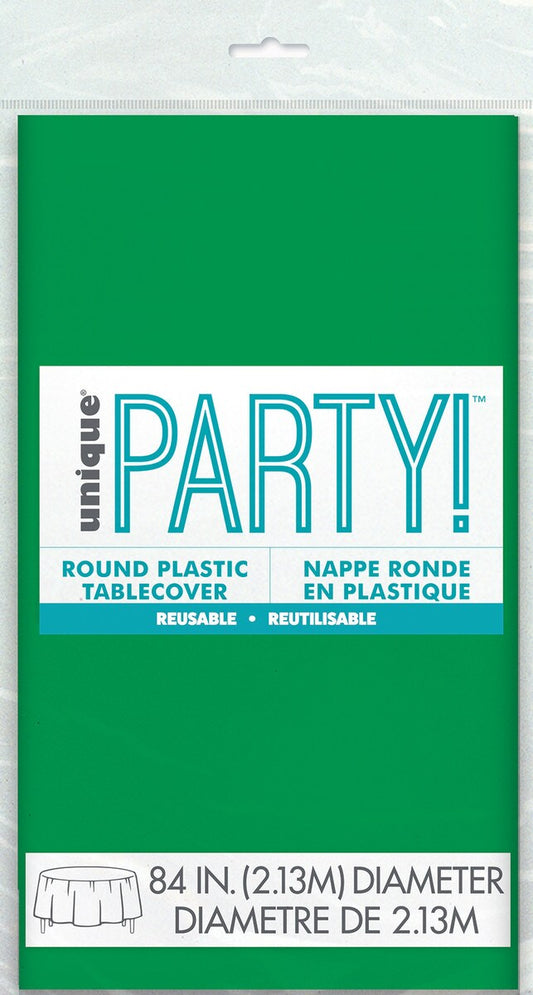 Green Plastic Table Cover Round 213cm Diameter
