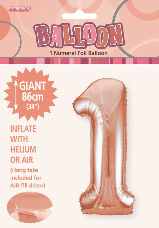 ROSE GOLD "1" NUMERAL FOIL BALLOON 86CM (34")