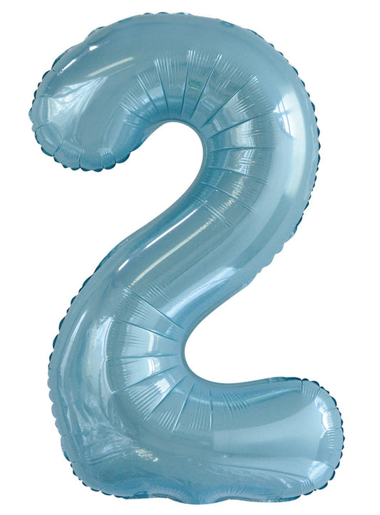 Powder Blue "2" Numeral Foil Balloon 86cm (34")