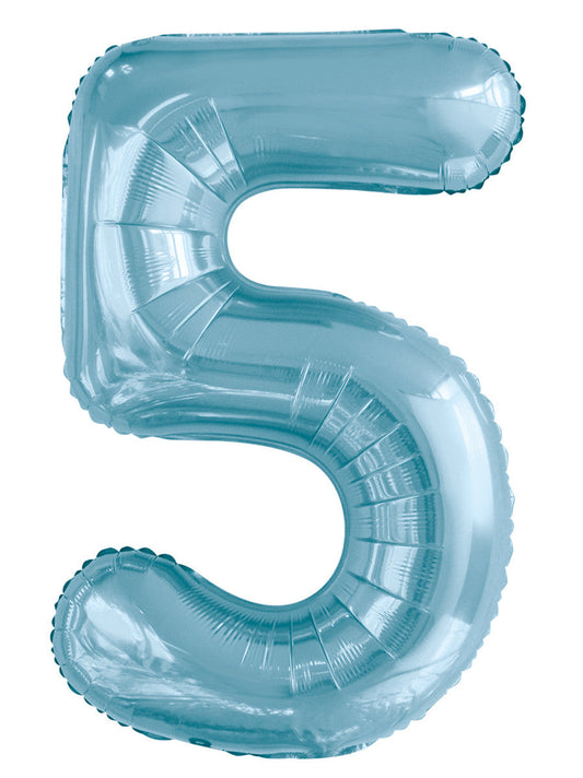 Powder Blue "5" Numeral Foil Balloon 86cm (34")