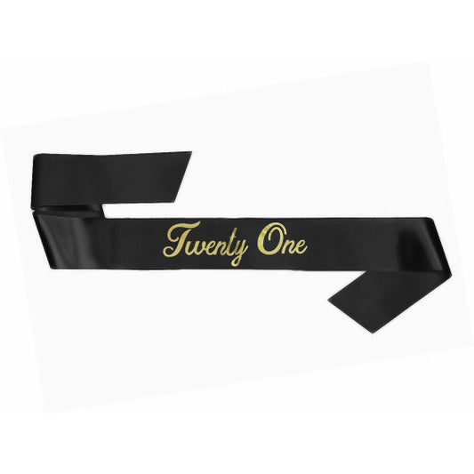 21ST BIRTHDAY SASH - BLACK 76CM
