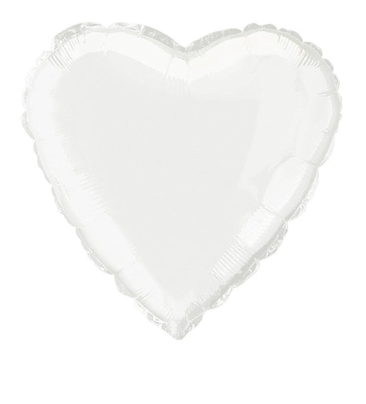 White Heart Shaped Foil Balloon (45cm)