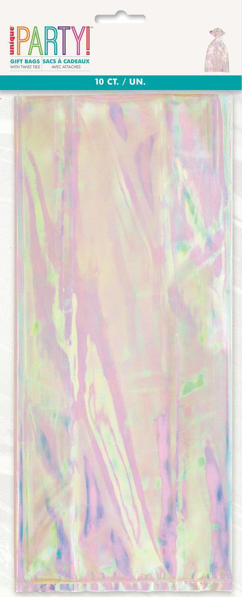 10 Metallic IRIDESCENT Cello Bags 28cm H X 13CM W (11" X 5")