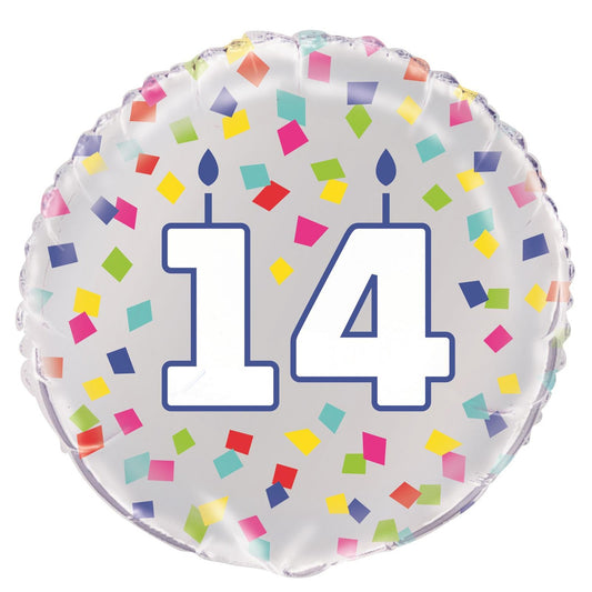 Rainbow Confetti "14" 45cm (18") Foil Balloon 1pc