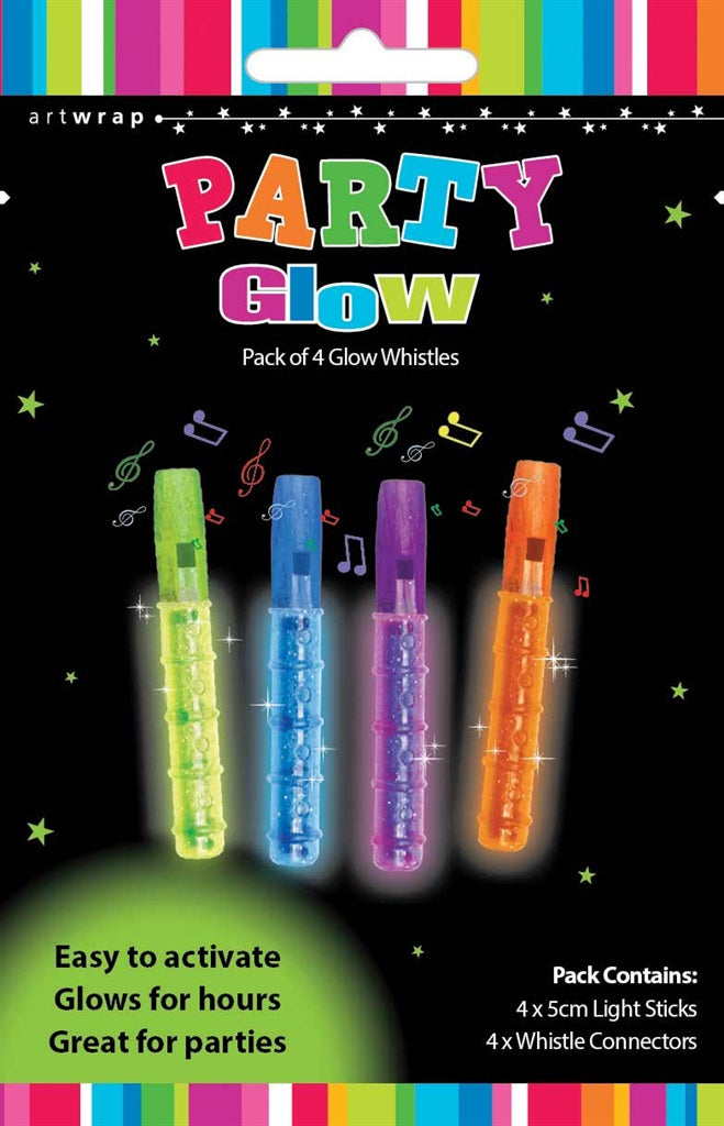 GLOW FAVOURS WHISTLE 4PK