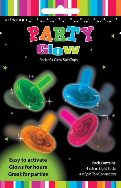 GLOW FAVOURS SPIN TOPS 4PK