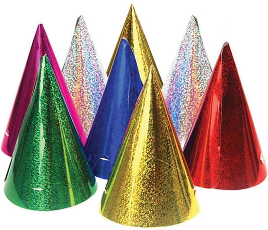 Holographic Party Hats 8pk