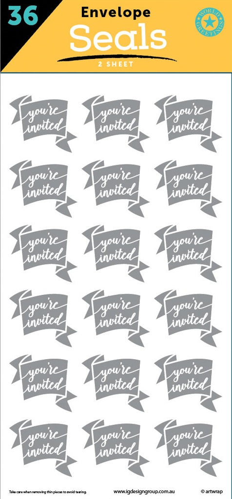 SEAL 2 Sheet YOURE INVITED Silver 36 sticker