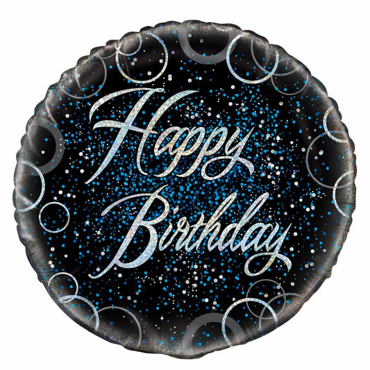 Glitz Blue Happy Birthday 45cm (18") Foil Balloon