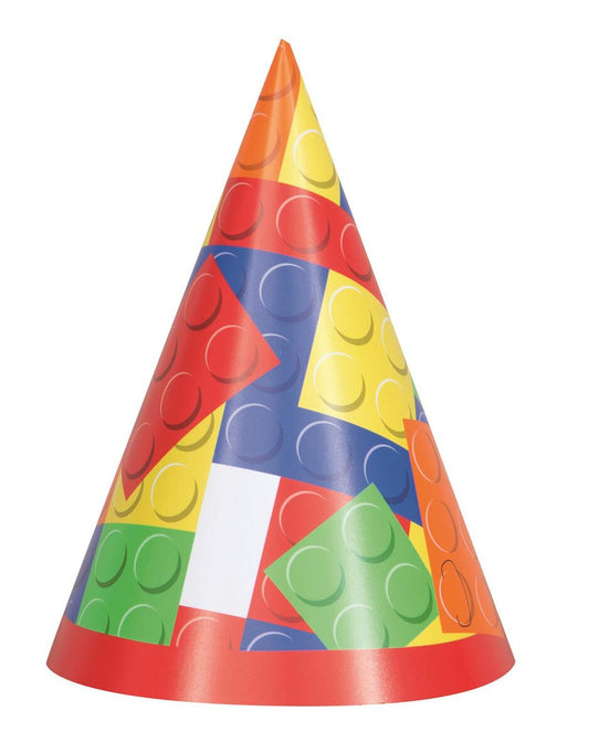 Building Blocks Birthday 8 Party Hats