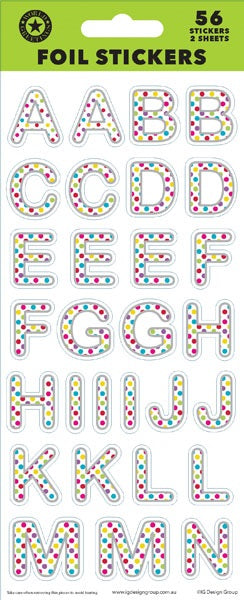 Sticker Sheet Foil SPOT Latters 56 stickers 2 sheets