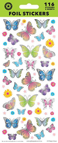 Sticker Sheet BUTTERFLIES 116 stickers 2 sheets