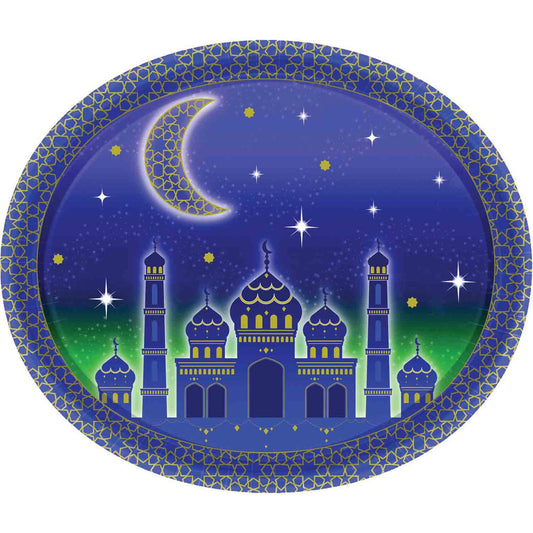 Moon & Stars Celebration 12"/30cm Oval Paper Plates