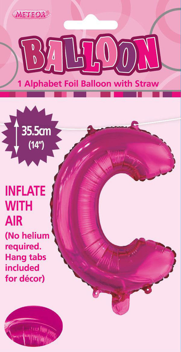 HOT PINK "C" ALPHABET FOIL BALLOON 35CM (14")