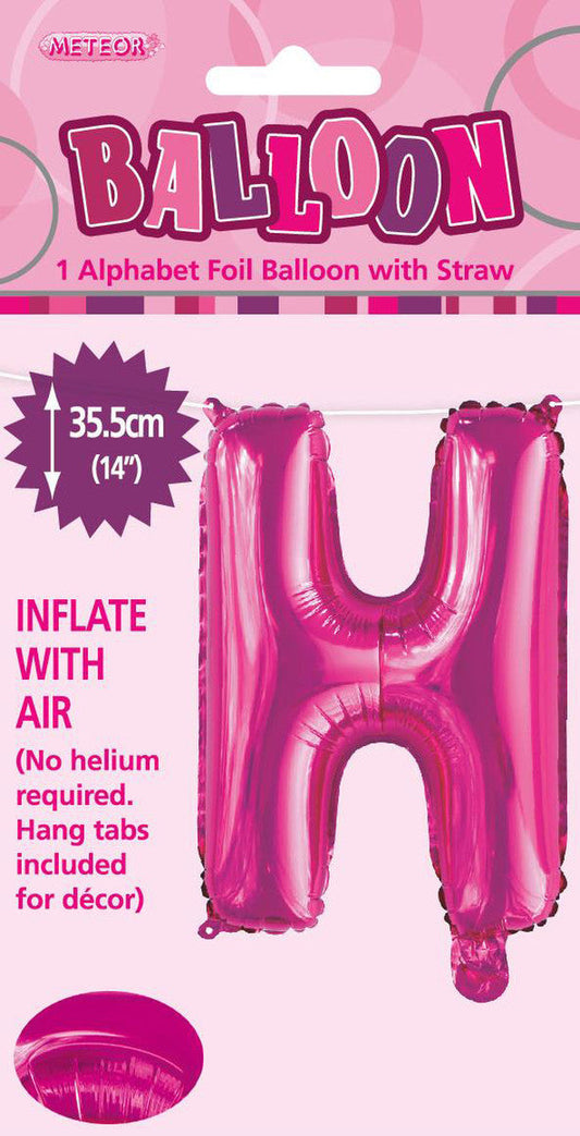 HOT PINK "H" ALPHABET FOIL BALLOON 35CM (14") Air Fill Only