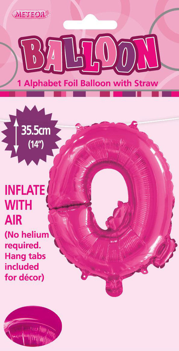 HOT PINK "Q" ALPHABET FOIL BALLOON 35CM (14")