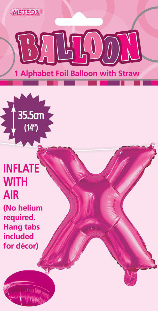 HOT PINK " X " ALPHABET FOIL BALLOON 35CM (14")