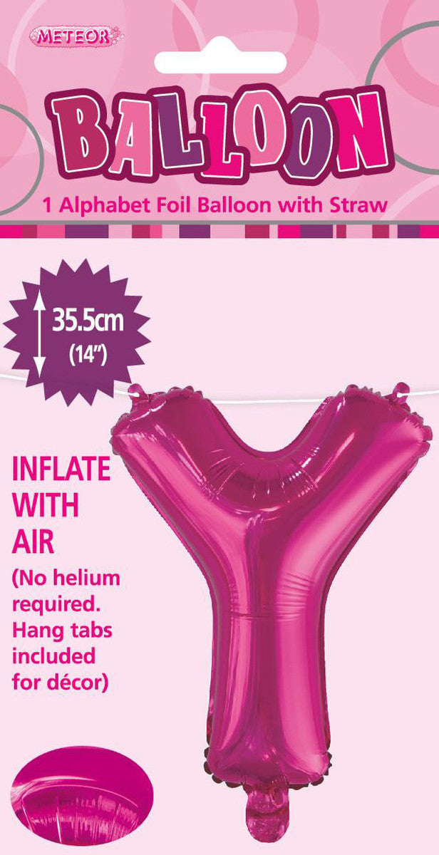 HOT PINK "Y" ALPHABET FOIL BALLOON 35CM (14")