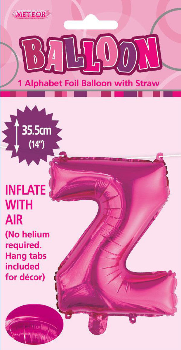 HOT PINK "Z" ALPHABET FOIL BALLOON 35CM (14")