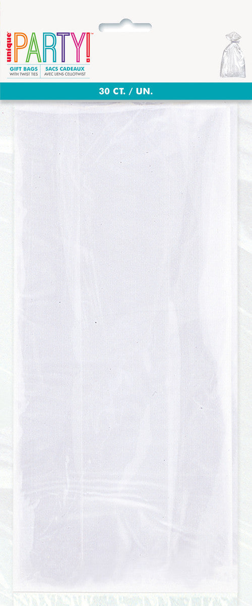 30 Metallic Clear Cello Bags 28CM H X 13CM W (11" X 5")