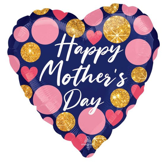 Jumbo HX Happy Mother's Day Navy & Glitter Dots 71cm