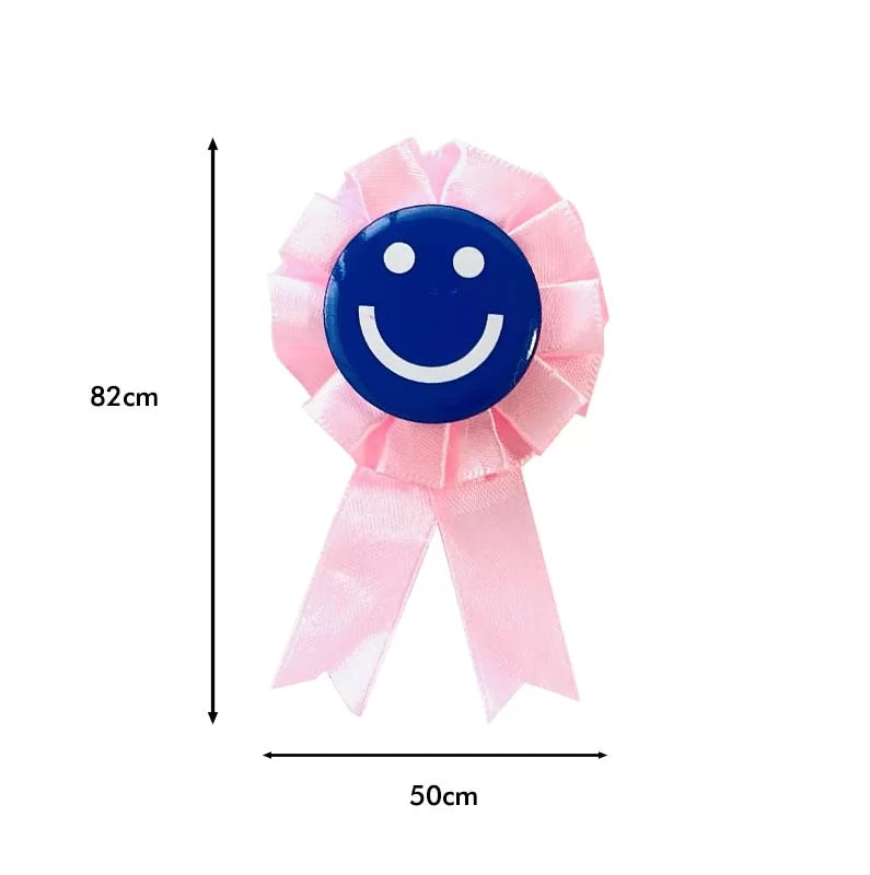 8 pk SMILEY Face Ribbon Badge