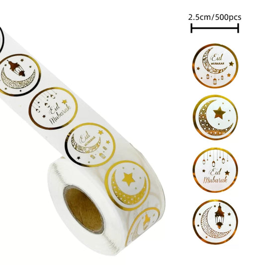 EID Mubarak Gift Stickers 2.5cm 500pcs