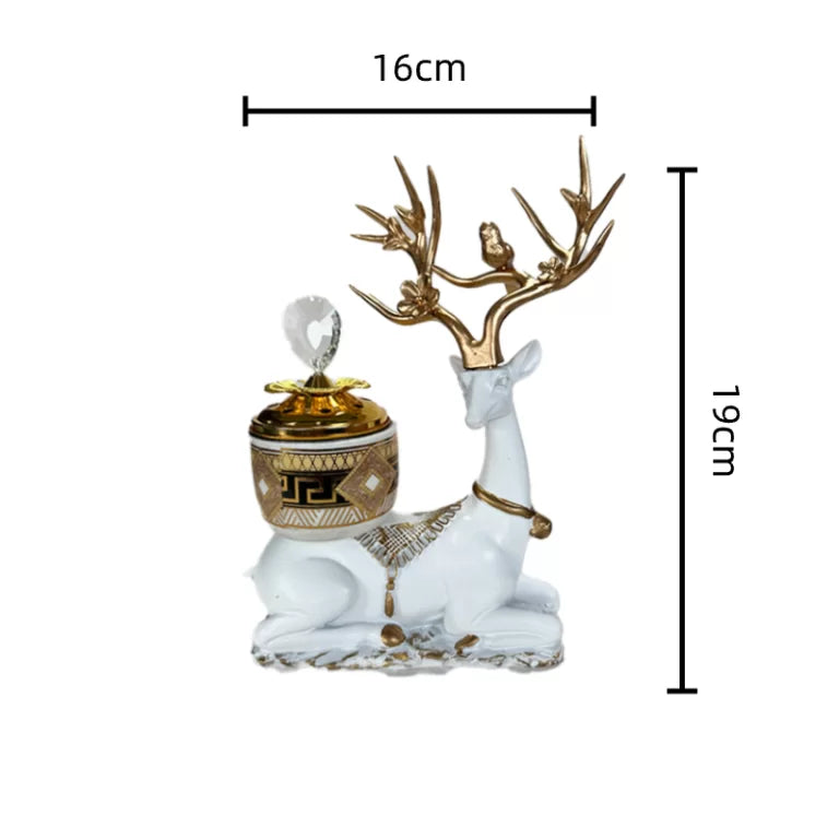 Arabic Metal Ceramic Incense Burner – Deer White 16*19cm 1pc