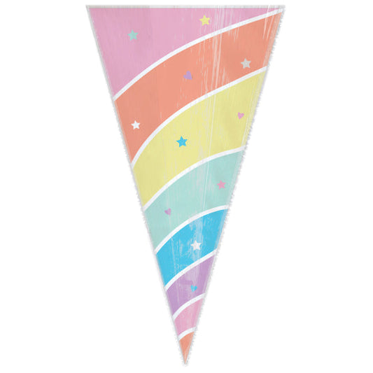 MAGICAL RAINBOW BIRTHDAY HORN SHAPED CELLO TREAT BAGS 15pk