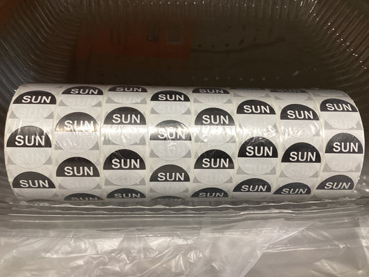 Lable /1000 per roll - Sunday Round