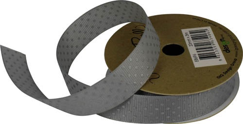 Ribbon Roll Fabric 20MMX3M SILVER SPOTS 1pc